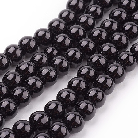 Black Glass Pearl Round Loose Beads For Jewelry Necklace Craft Making X-HY-8D-B20-1