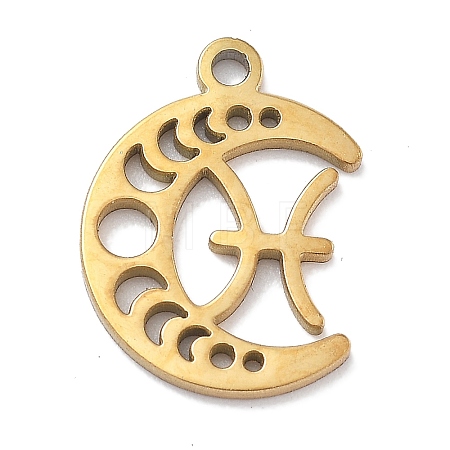 Real 18K Gold Plated 304 Stainless Steel Pendants STAS-R003-02G-012-1
