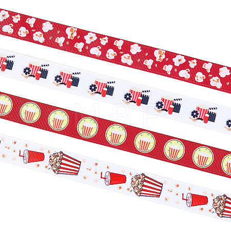 4Rolls 4 Styles Printed Polyester Ribbon OCOR-ME0001-93-1