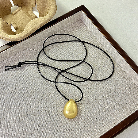 Alloy Teardrop Pendant Adjustable Black Waxed Cord Necklaces WGBB1F9-01-1