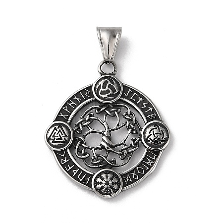 Viking Runes 304 Stainless Steel Pendants STAS-D014-17AS-1