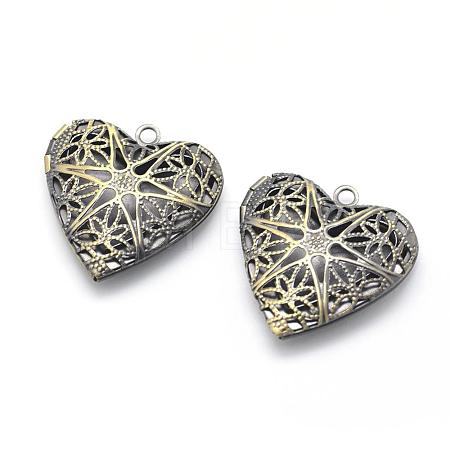 Brass Diffuser Locket Pendants KK-F717-25AB-NR-1