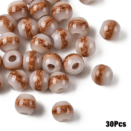 30Pcs Resin European Beads RESI-YW0006-36C-1