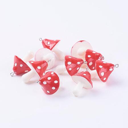 Resin Mushroom Pendants X-RESI-S295-02-1