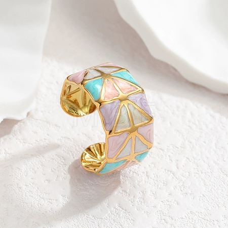 304 Stainless Steel Enamel Wide Cuff Open Rings for Women SA-K003-03A-G-1