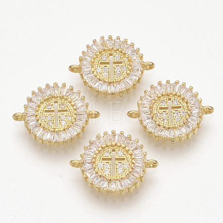 Brass Micro Pave Clear Cubic Zirconia Links Connectors ZIRC-T012-62G-1