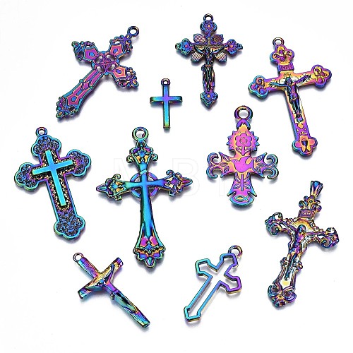 Rainbow Color Alloy Pendants PALLOY-S180-180-NR-1