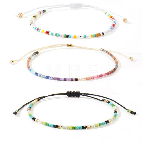 Bohemian Glass Seed Bead Rainbow Friendship Bracelets RZ3396-3-1