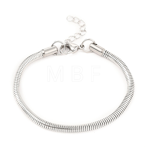 Unisex 304 Stainless Steel Round Snake Chain Bracelets BJEW-H541-02A-P-1