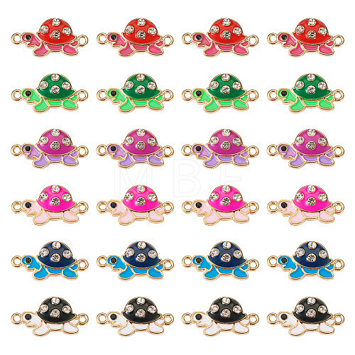 24Pcs 6 Colors Alloy Enamel Connector Charms ENAM-TA0001-58-1