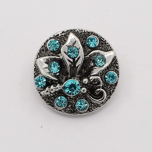 Antique Silver Zinc Alloy Rhinestone Buttons SNAP-M003-23-1