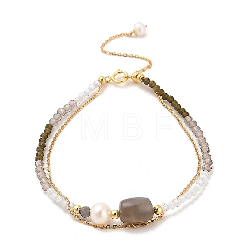 Natural Multi-Moonstone Bead Bracelets BJEW-E098-10G-1