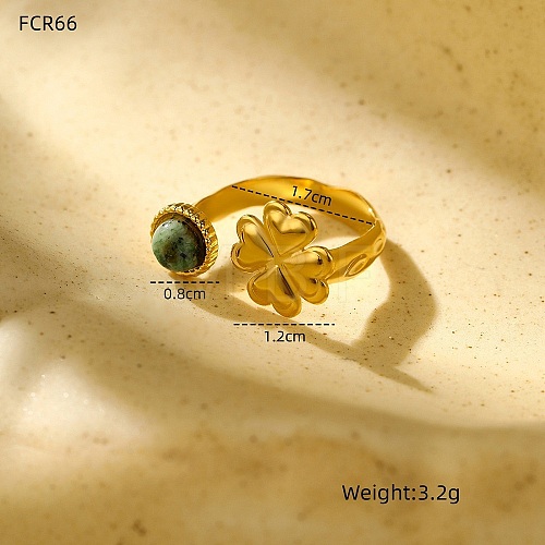 Natural Gemstone Open Cuff Rings for Women RJEW-S415-02G-02-1