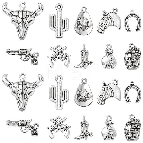 100 pcs 10 Style Tibetan Style Alloy Pendants TIBEP-CJ0001-32-1