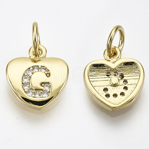 Brass Micro Pave Clear Cubic Zirconia Charms KK-N227-34G-NF-1