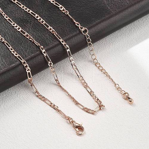 Brass Figaro Chains Necklaces for Women NJEW-D302-29RG-1