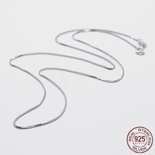 Rhodium Plated 925 Sterling Silver Box Chain Necklaces STER-F039-40cm-04P-1