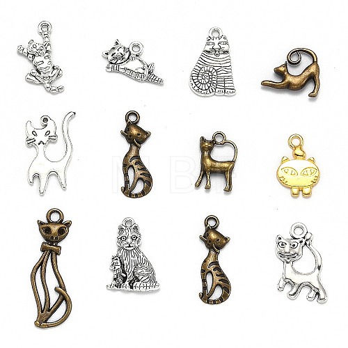 Kitten Theme Tibetan Style Alloy Pendants TIBEP-MSMC018-M2-1