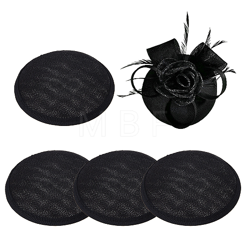 Imitation Hemp Round Fascinator Hat Base for Millinery AJEW-WH0472-45A-02-1