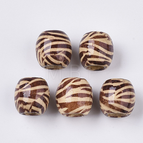 Printed Natural Wood Large Hole Beads WOOD-R251-01C-LF-1