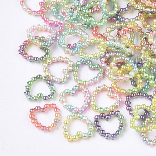 Rainbow ABS Plastic Imitation Pearl Linking Rings OACR-T015-04-07-1