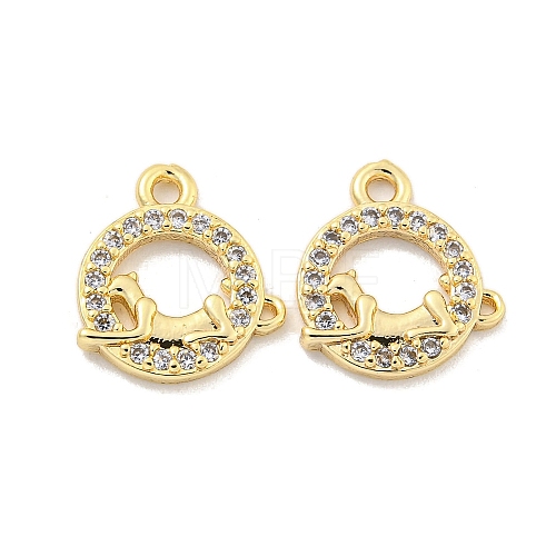 Brass Micro Pave Clear Cubic Zirconia Charms KK-Z044-20G-1