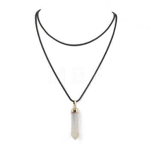 Natural Quartz Crystal Pendant Necklaces NJEW-JN04840-1