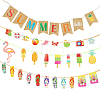AHADERMAKER 5 Bags 5 Style Summer Birthday Theme Paper Hanging Decorations & Flag Banners HJEW-GA0001-46-1
