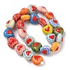 Heart Pattern Handmade Porcelain Enamel Beads PORC-G016-03-3