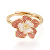 Flower Brass Enamel Adjustable Rings Setting KK-T079-17G-2