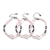 Natural Rose Quartz Round & Synthetic Non-magnetic Hematite & White Shell Beaded Bracelets for Women BJEW-K251-02A-1