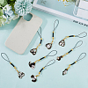 16Pcs 8 Colors Cat Shape Alloy Glass Mobile Straps HJEW-SC00123-3