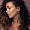 4 Pairs 4 Style Green Cubic Zirconia Teardrop Dangle Leverback Earrings & Rectangle Stud Earring & Hoop Earrings EJEW-AN0001-91-4