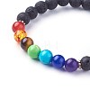 Natural Lava Rock Beads Stretch Bracelets BJEW-F380-04-3