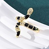 Brass Micro Pave Clear Cubic Zirconia Cuff Rings for Women RJEW-U047-39G-4