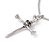 Alloy Cross with Skull Pendant Necklace with 201 Stainless Steel Box Chains LS-NJEW-E016-03AS-1