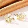 Brass Micro Pave Clear Cubic Zirconia Stud Earrings EJEW-P301-17G-2