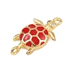 Brass Enamel Sea Turtle Connector Charms KK-I352-37G-3