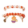 2Pcs Spray Painted Crackle Glass Round Beads Stretch Bracelets BJEW-JB12484-03-3