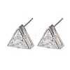 Brass Micro Pave Clear Cubic Zirconia Stud Earrings EJEW-C174-02F-P-4