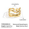 304 Stainless Steel Layered Waved Cuff Rings IP1219-1-3