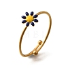 Daisy 304 Stainless Steel Enamel Open Cuff Rings for Women RJEW-M061-01G-03-2