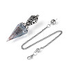 Natural Aquamarine Chip & Epoxy Resin Dowsing Pendulum Big Pendants AJEW-N004-01E-2