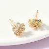 Snowflake Brass Micro Pave Cubic Zirconia Stud Earrings EJEW-Z152-02G-03-3