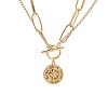 Alloy Star Compass Pendant 2-Strand Chain Necklaces with OT Clasps for Women WGF2DEA-01-5