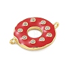 Rack Plating Brass Clear Cubic Zirconia Donut Connector Charms KK-A234-030G-02-3