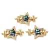 Rack Plating Brass Micro Pave Cubic Zirconia Star Connector Charms KK-K385-101G-03-1