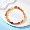 Rectangle Gradient Color Natural Amber Beads Stretch Bracekets BJEW-JB12766-1
