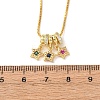 Brass Pave Colorful Cubic Zirconia Pendant Box Chain Adjustable Slider Necklaces NJEW-D348-03B-G-5