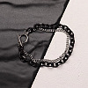 Two Tone 201 Stainless Steel Curb Chain & Cable Chain Double Layers Bracelets for Women Men FS-WGC755C-03-5